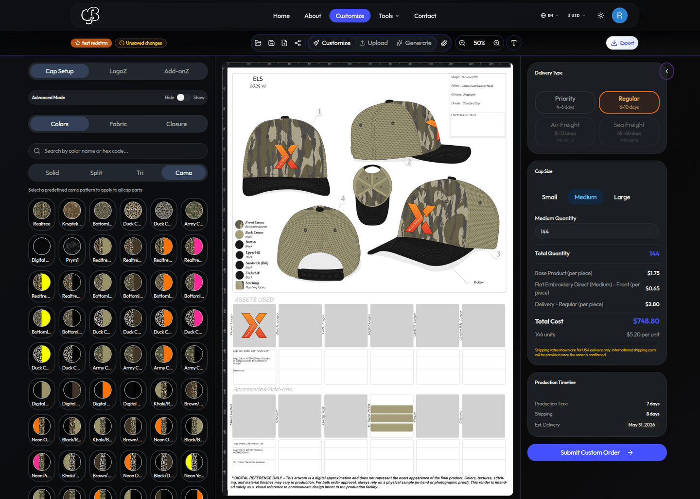 Custom Cap Platform